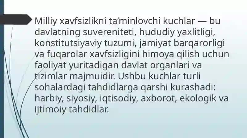 Milliy xafsizligi taminlovchi kuchlar 3