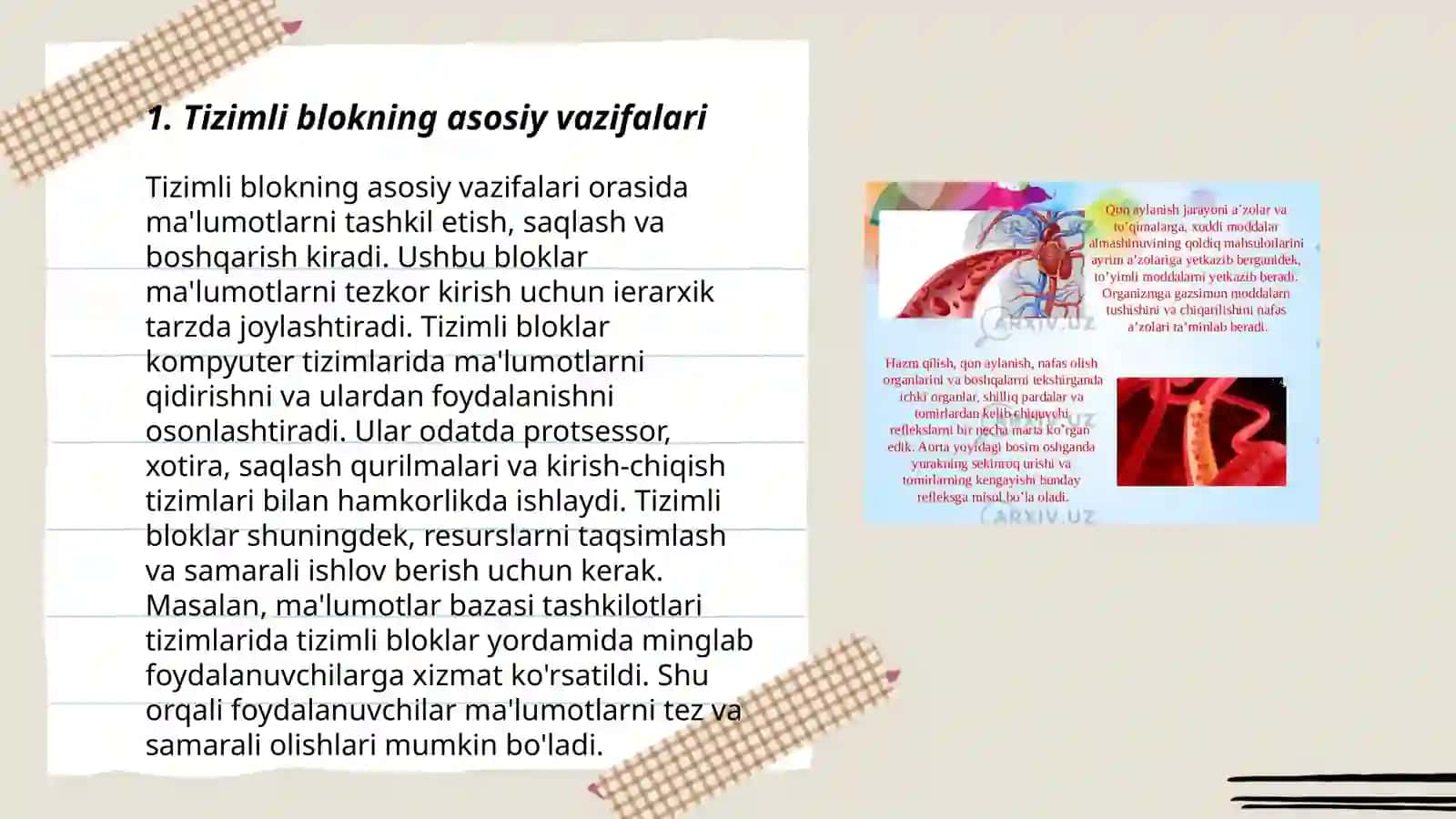 Tizimli blok va uning tarkibiy elementlari:protsessor,soprotsessor,xotira 3