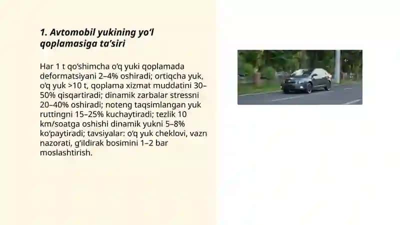 Avtomobilning yoʻlga tasiri 3