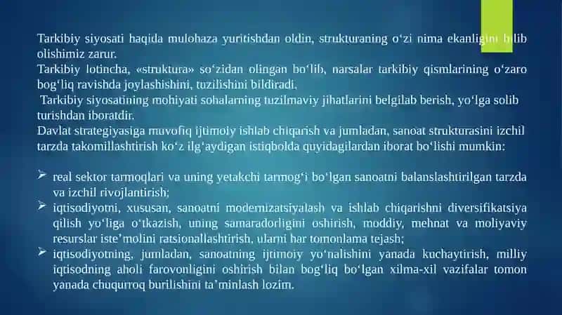 Iqtisodiyotning tarmoq tuzilmasi va tarkibiy siljishlar 3