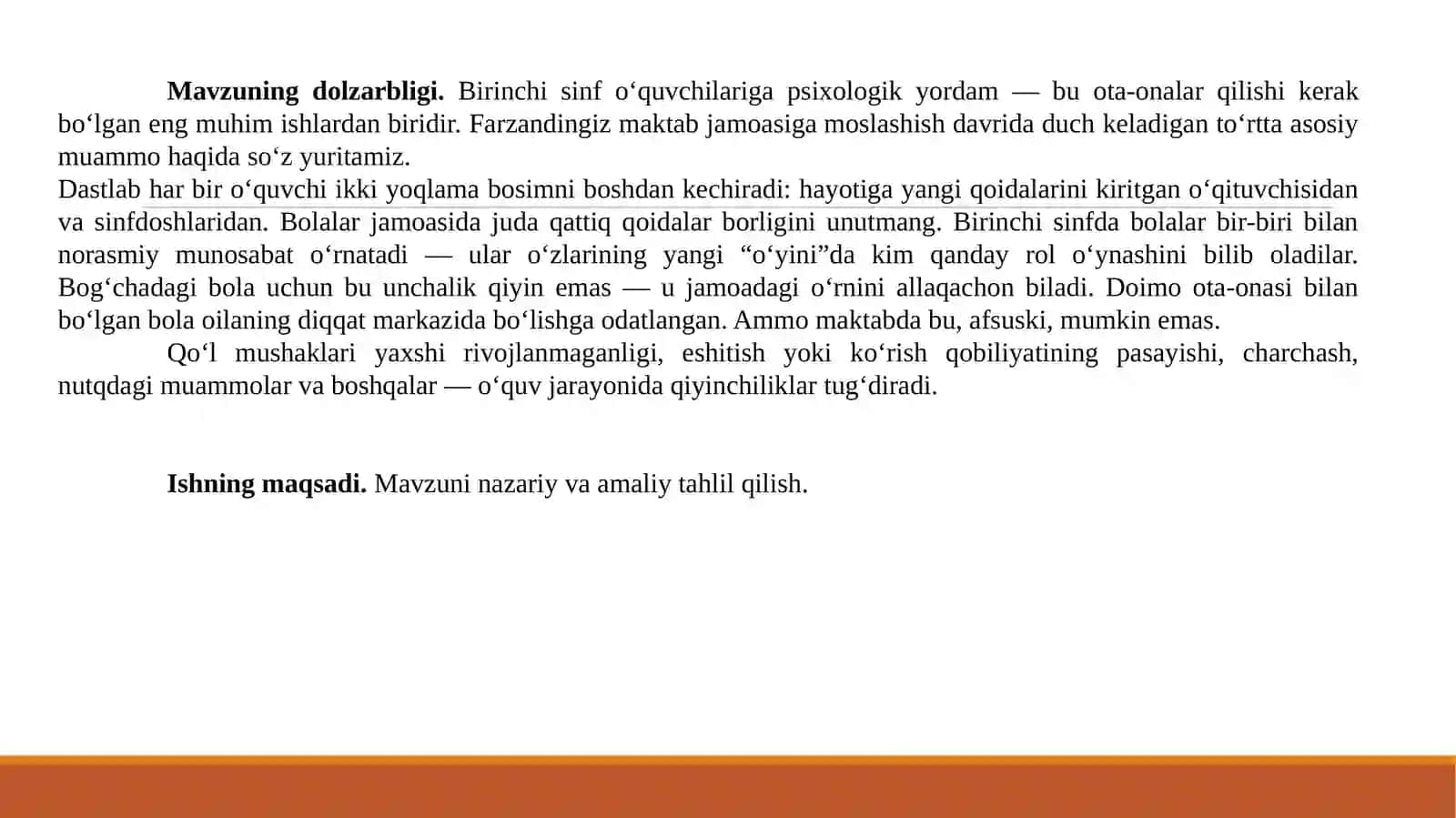 Bolalarni birinchi sinfga qabul qilish va ularning maktabga moslashtirish masalalari 3
