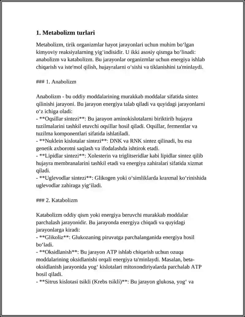 METABOLIZM JARAYONIDA ENERGIYA HOSIL BOʻLISHI VA SARFLANISHI 3