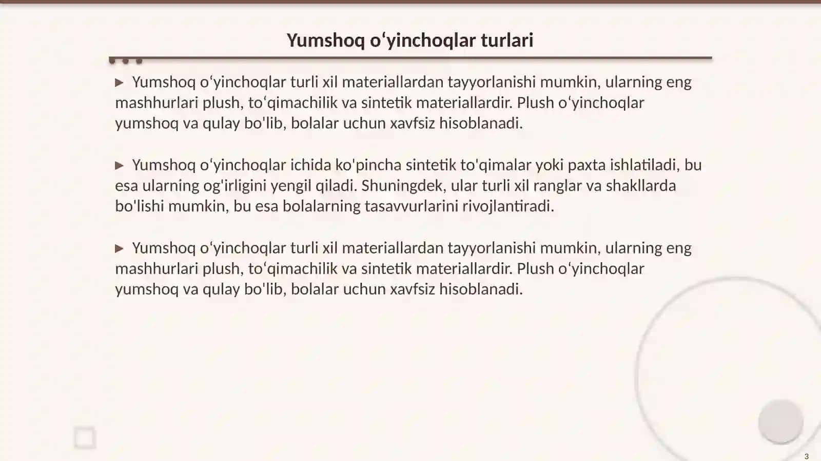 Yumshoq oʻyinchoqlar tayyorlash texnologiyasi 3