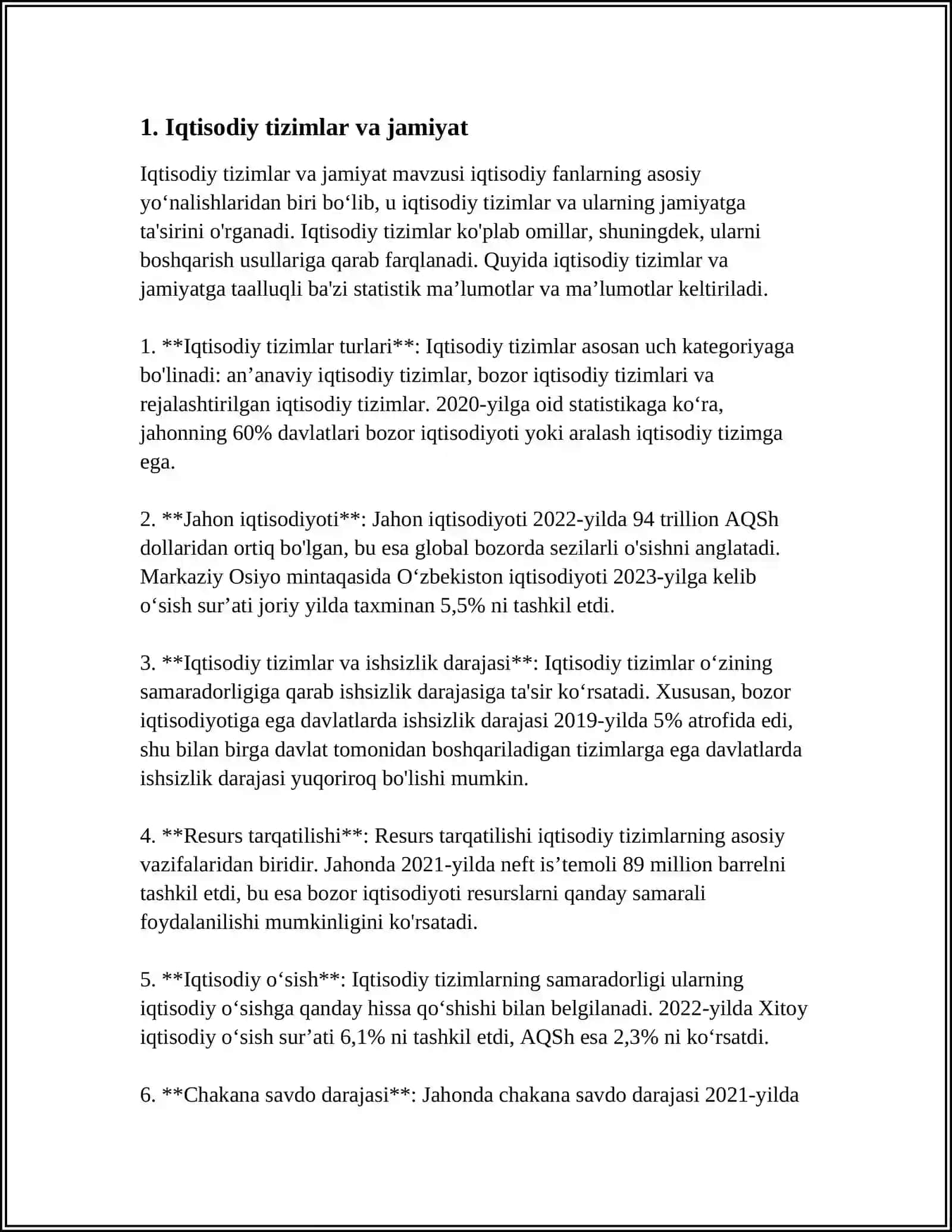 MUSTAQIL ISH Mavzu: JAMIYATNING IQTISODIY NEGIZLARI 3