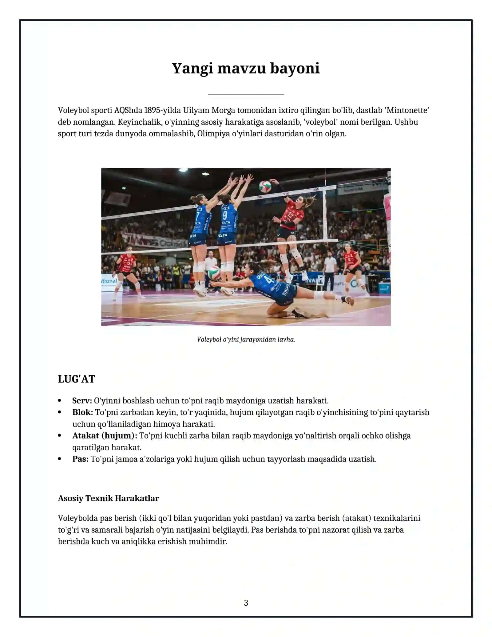 Lesson on Tanlangan sport turida ilmiy uslubiy faoliyat voleybol sport turi boʻyicha 3