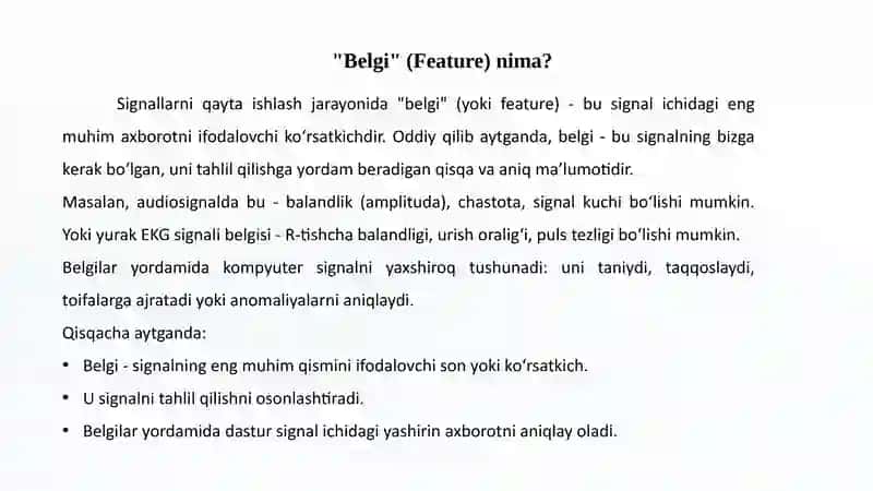 Signallarning axborot beruvchi belgilarini ajratib oluvchi dastur tuzish 3
