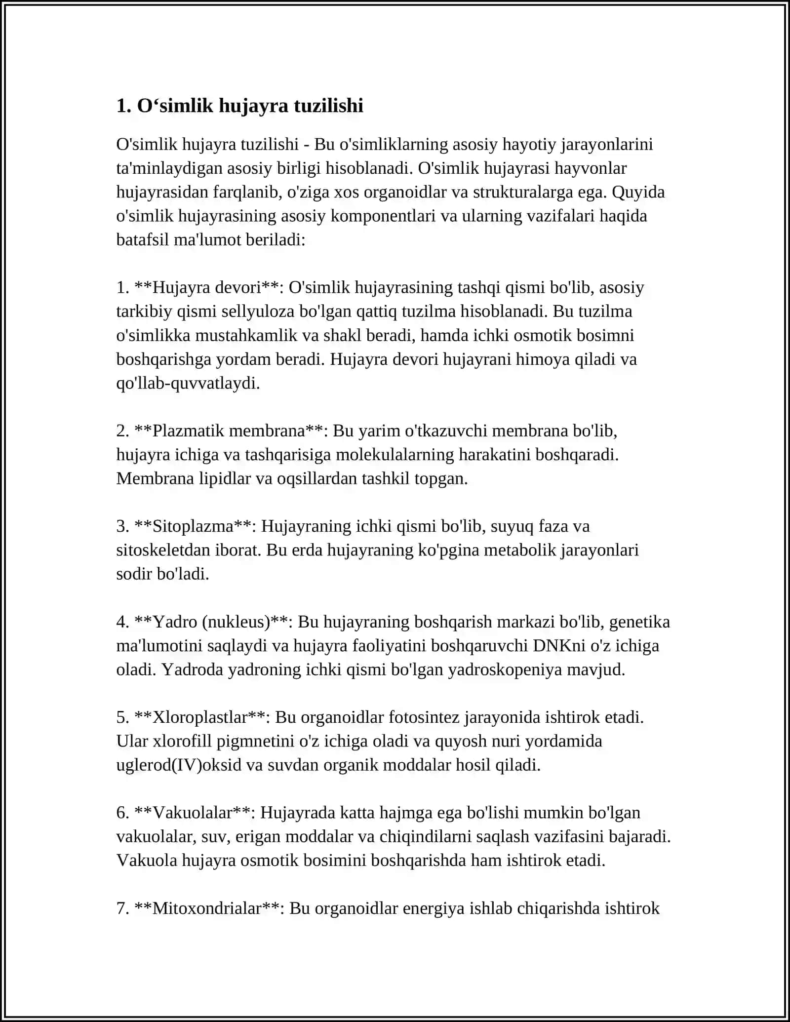 OʻSIMLIKLAR ANATOMYASI, FIZIOLOGIYASI.TIRIKLIK BELGILARI 3