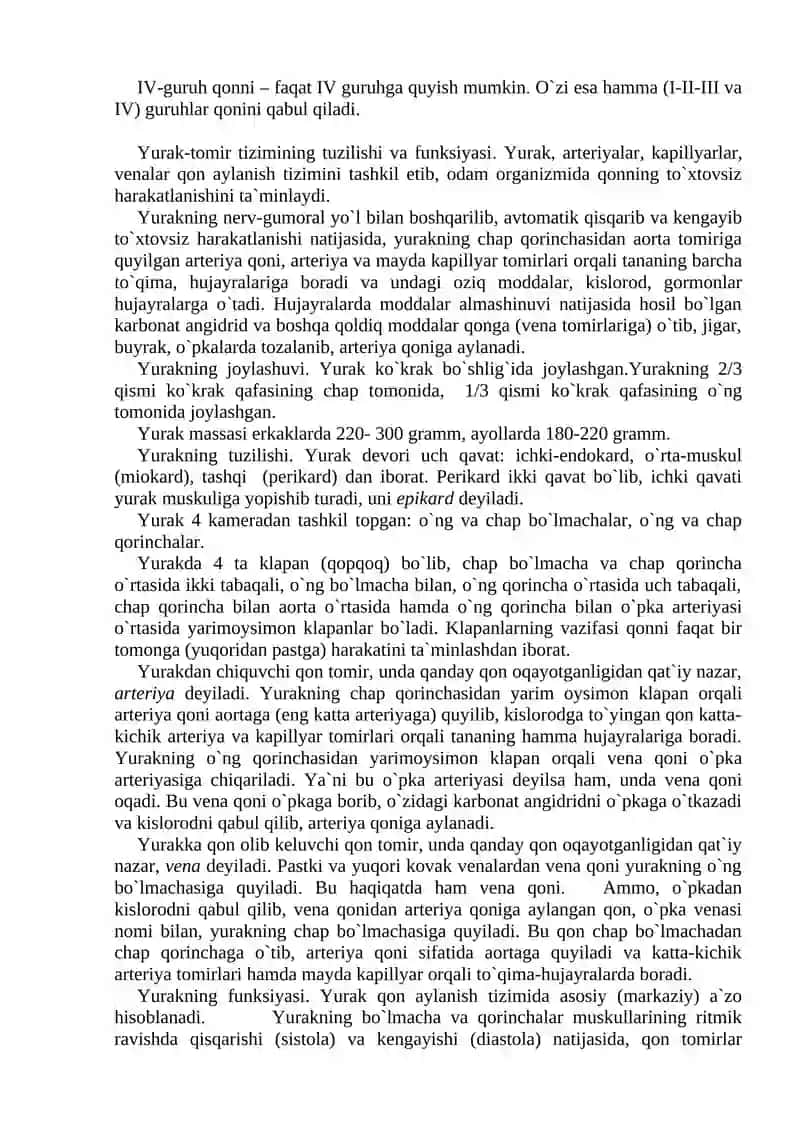 Qon. Yurak-tomir va nafas olish tizimi 3