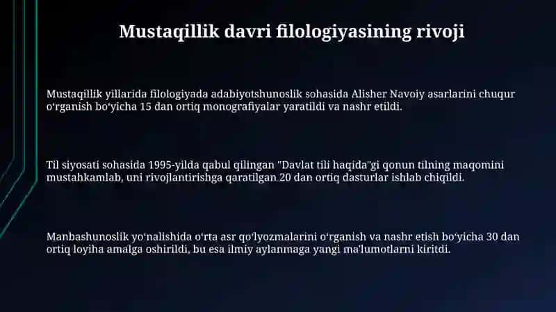 O'zbekistonning eng yangi tarixidan filologiya 3