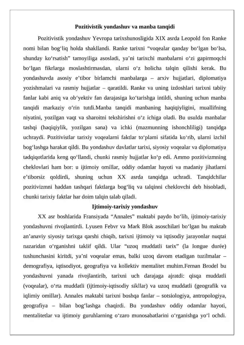 Zamonaviy Yevropada tarixshunoslik tadqiqot usullari 3