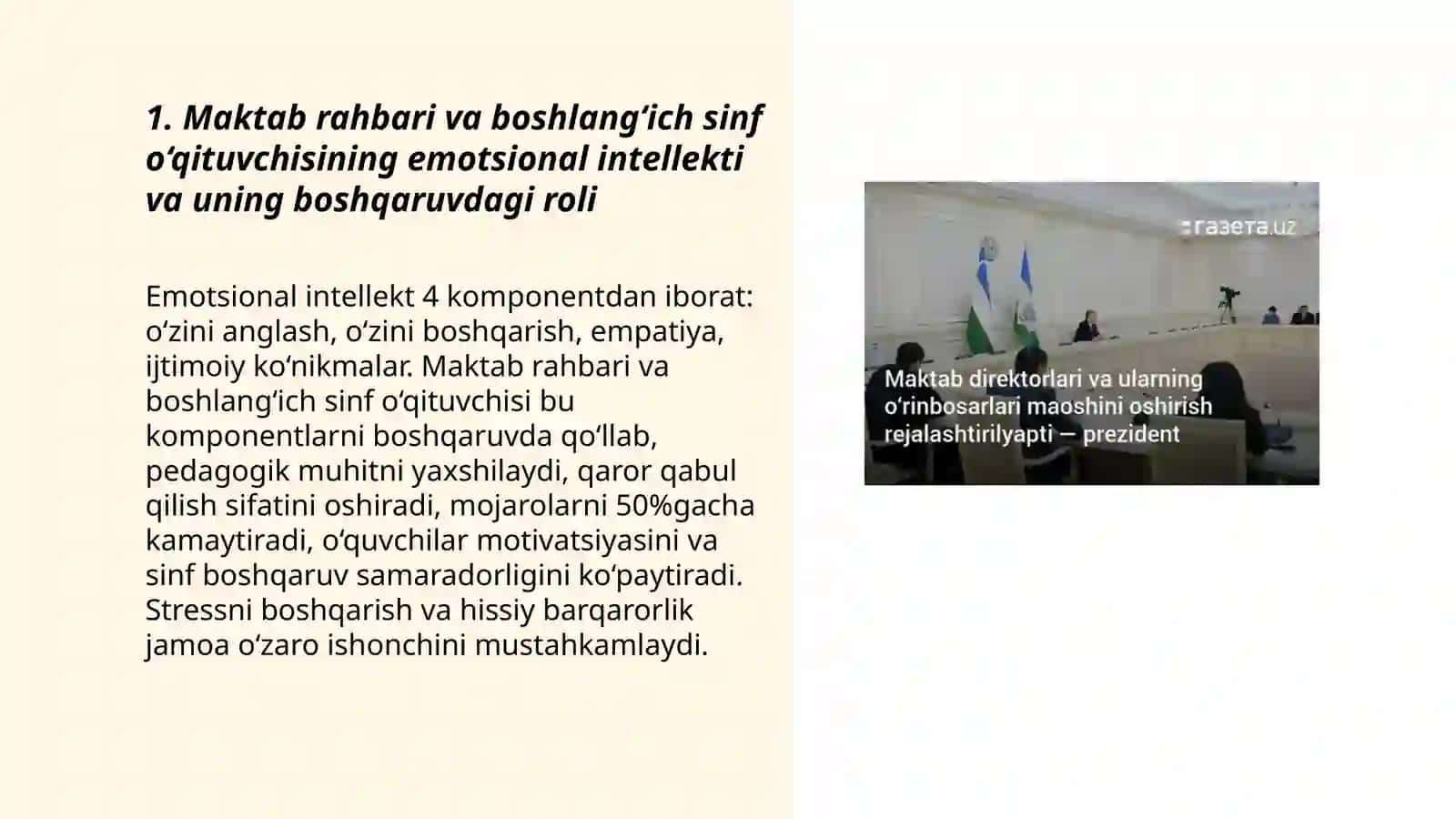 Maktab rahbari va boshlang‘ich sinf o‘qituvchisining psixologik boshqaruvdagi roli qanday namoyon bo‘ladi 3