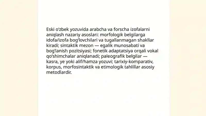 Eski oʻzbek yozuvidagi matn tarkibidan arabiy oʻzlashmalarni aniqlash usullari 3