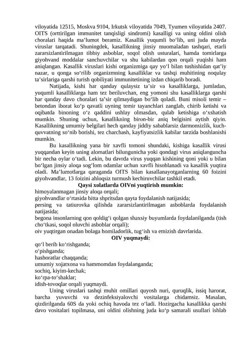 Orttirilgan immun tanqisligi sindromi (OITS) 3