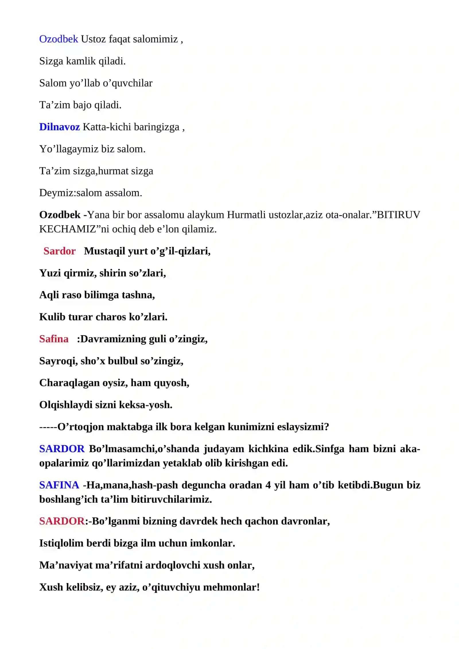 Xayr birinchi o’qituvchim nomli tadbir senariysi 3