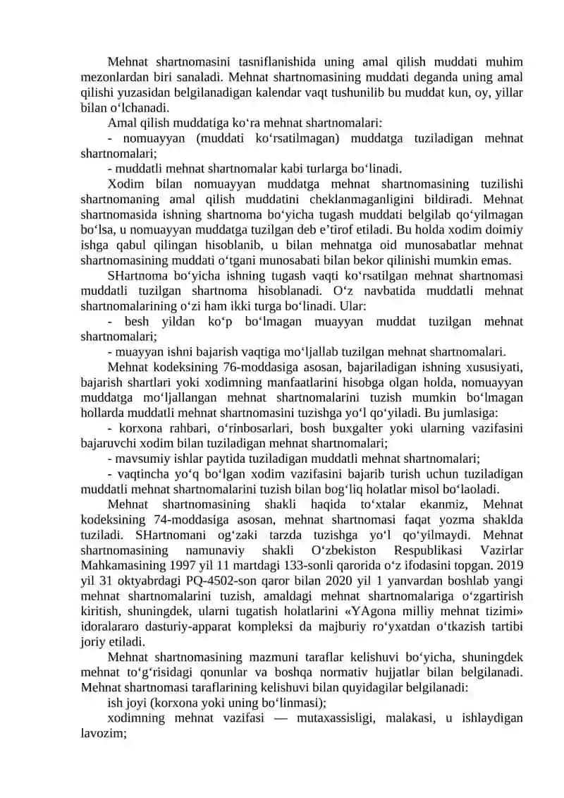 MEHNAT SHARTNOMASI TUSHINCHASI. ISHGA QABUL QILISHNI RASMIYLASHTIRISH 3