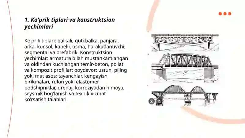 Avtomobil va shahar yo'llaridagi ko'prik inshootlari va go'yiladigan talablar 3