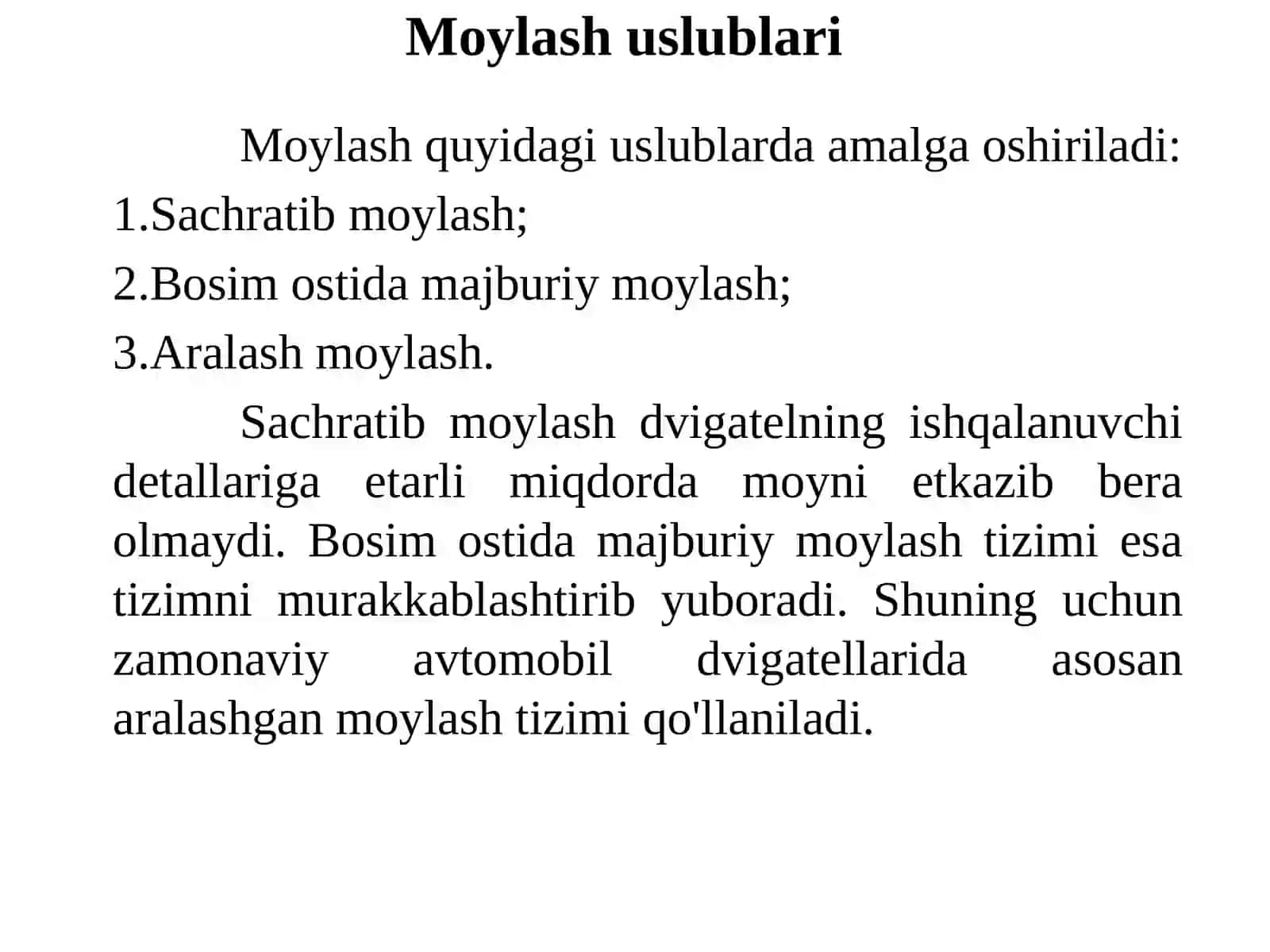 Dvigatelning moylash tizimi 3