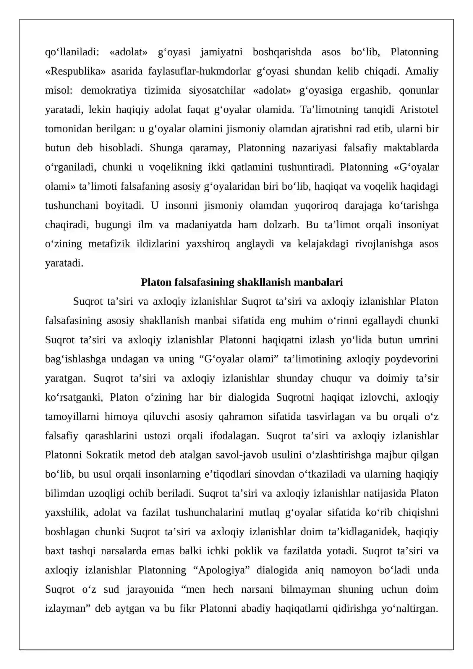 Platonning “G‘oyalar olami” ta’limoti 3