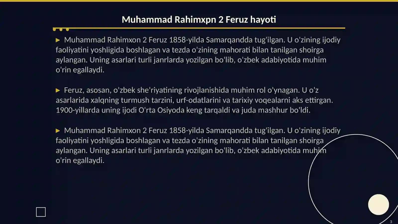 Muhammad Rahimxon 2 Feruz hayoti va ijodi 3
