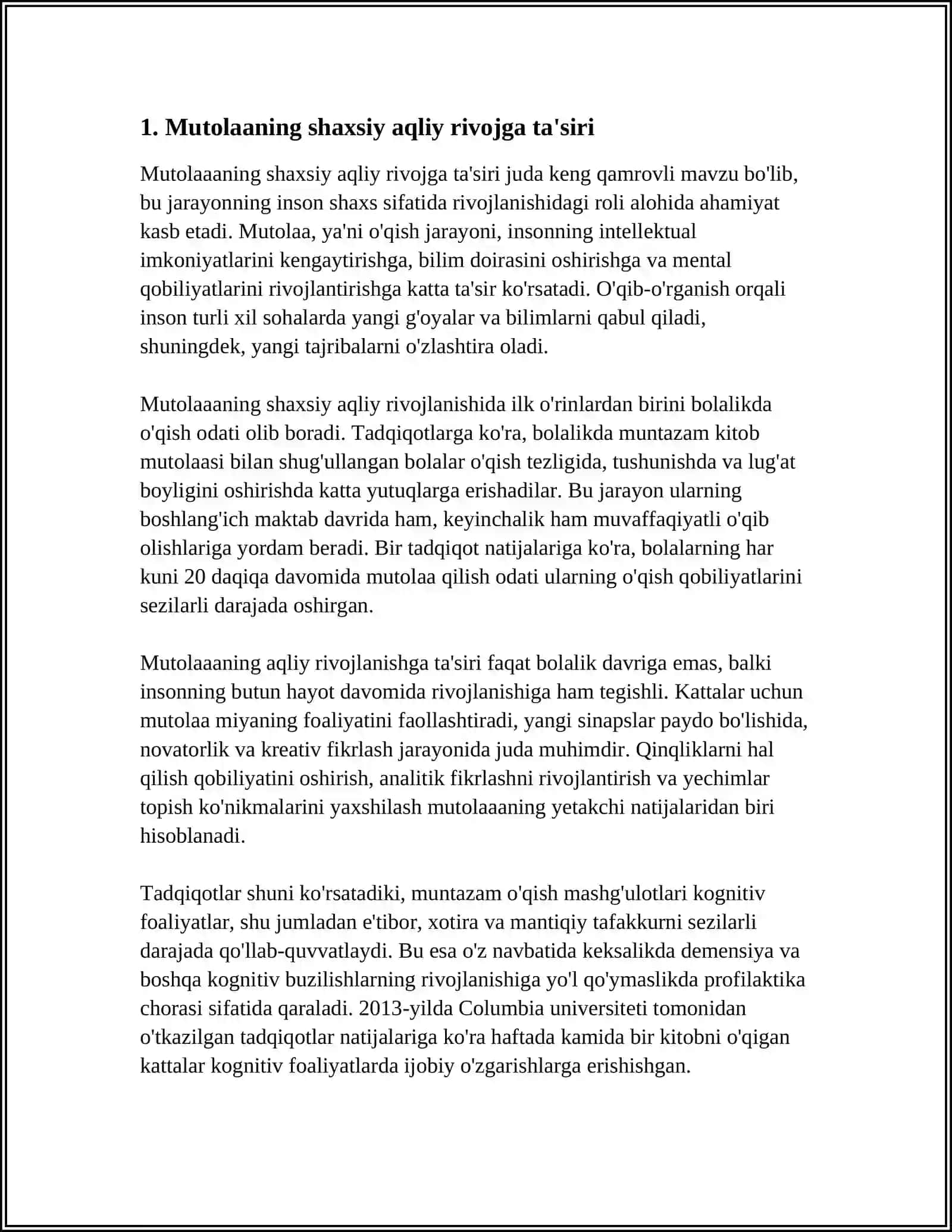 MUTOLAANING SHAXS RIVOJIDAGI O‘RNI 3