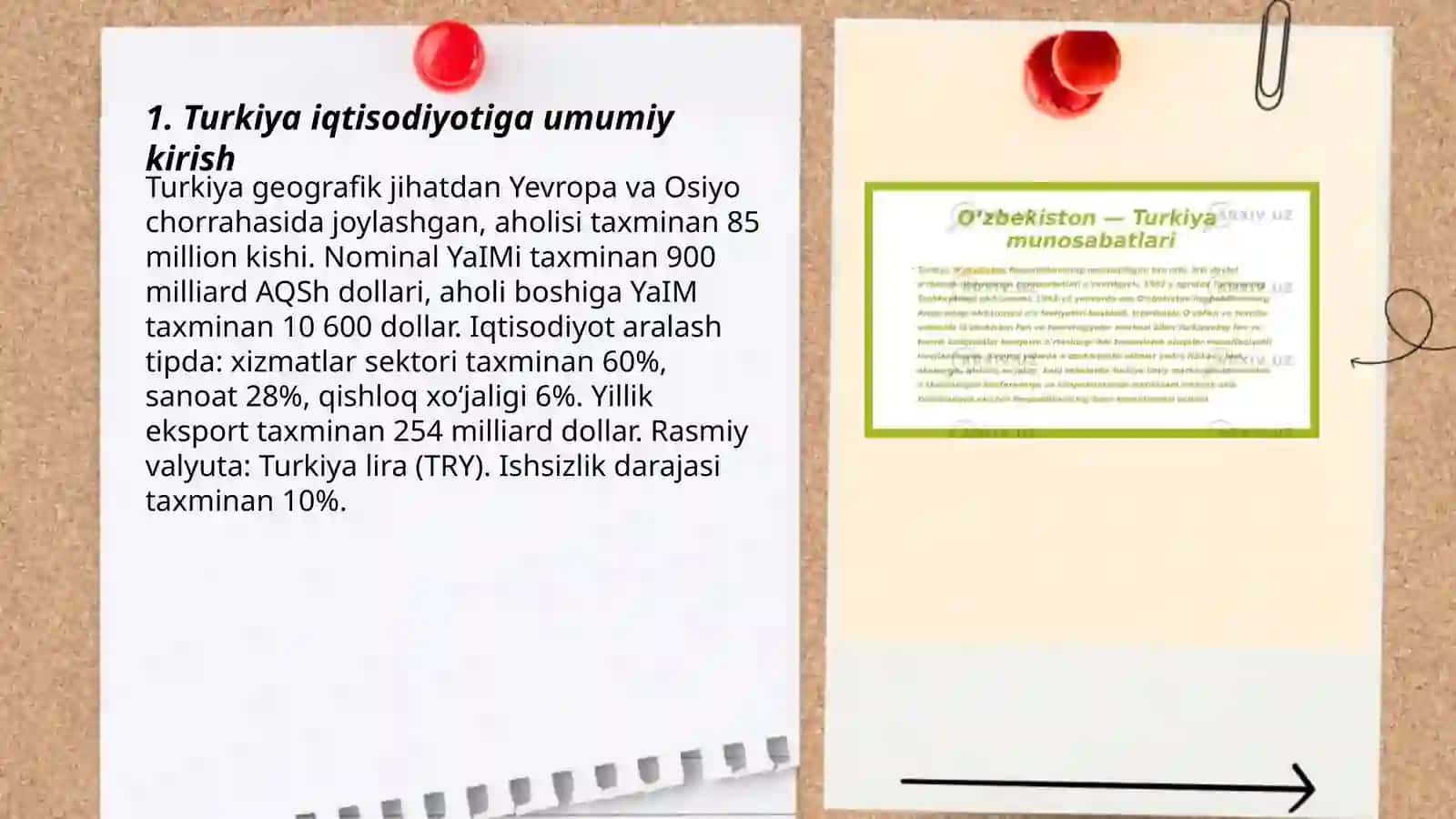 Turkiya iqtisodiyoti haqida slayd tayyorlab ber 3
