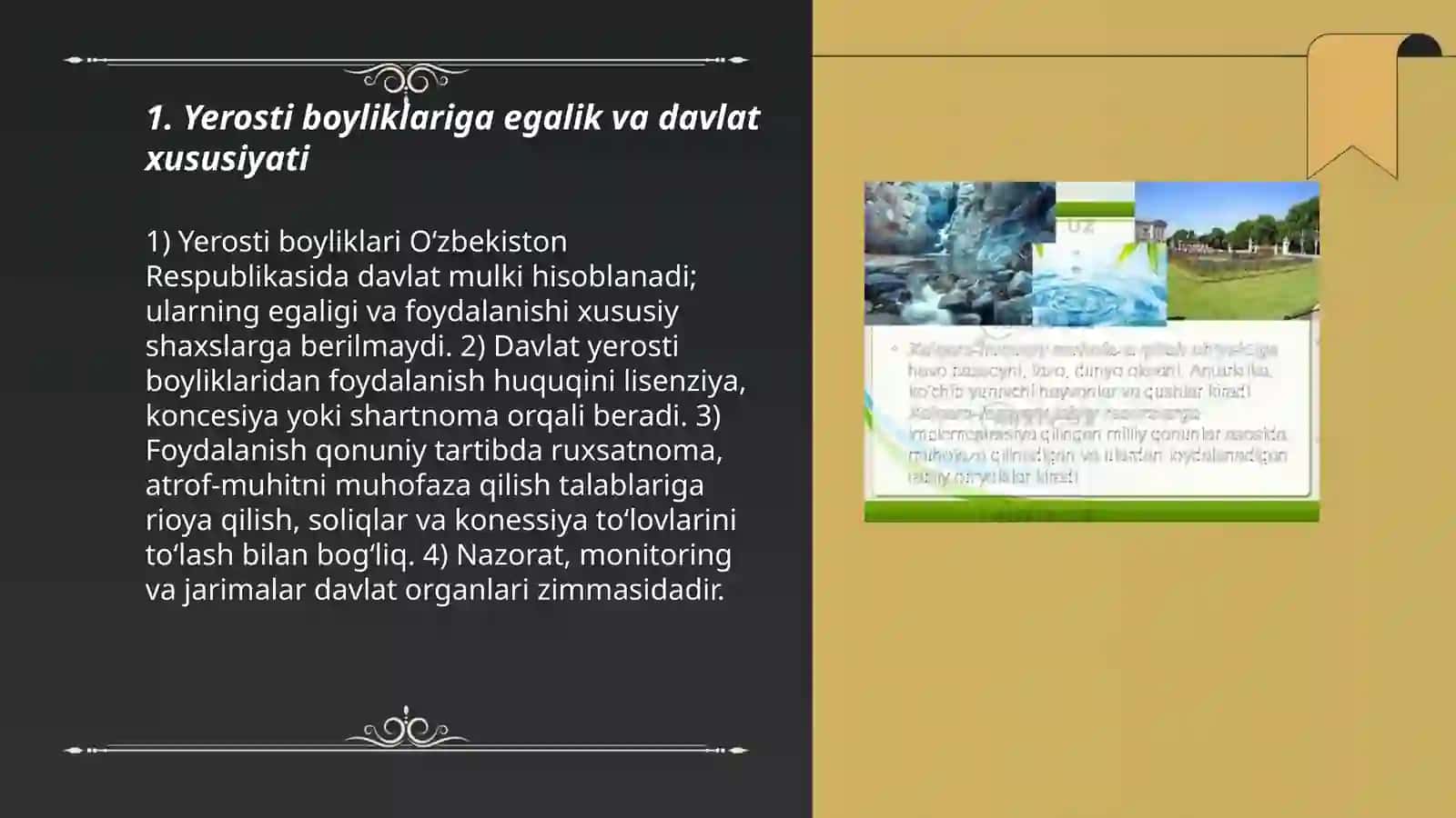 Yerosti boyliklarıdan foydalanish va muhofaza qilishning huquqiy holati 3