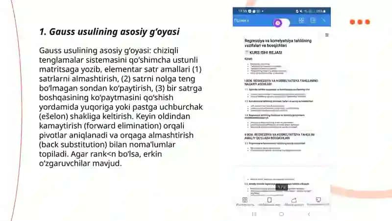 Chiziqli tenglamalar sistemasini Gauss usulida yechish 3
