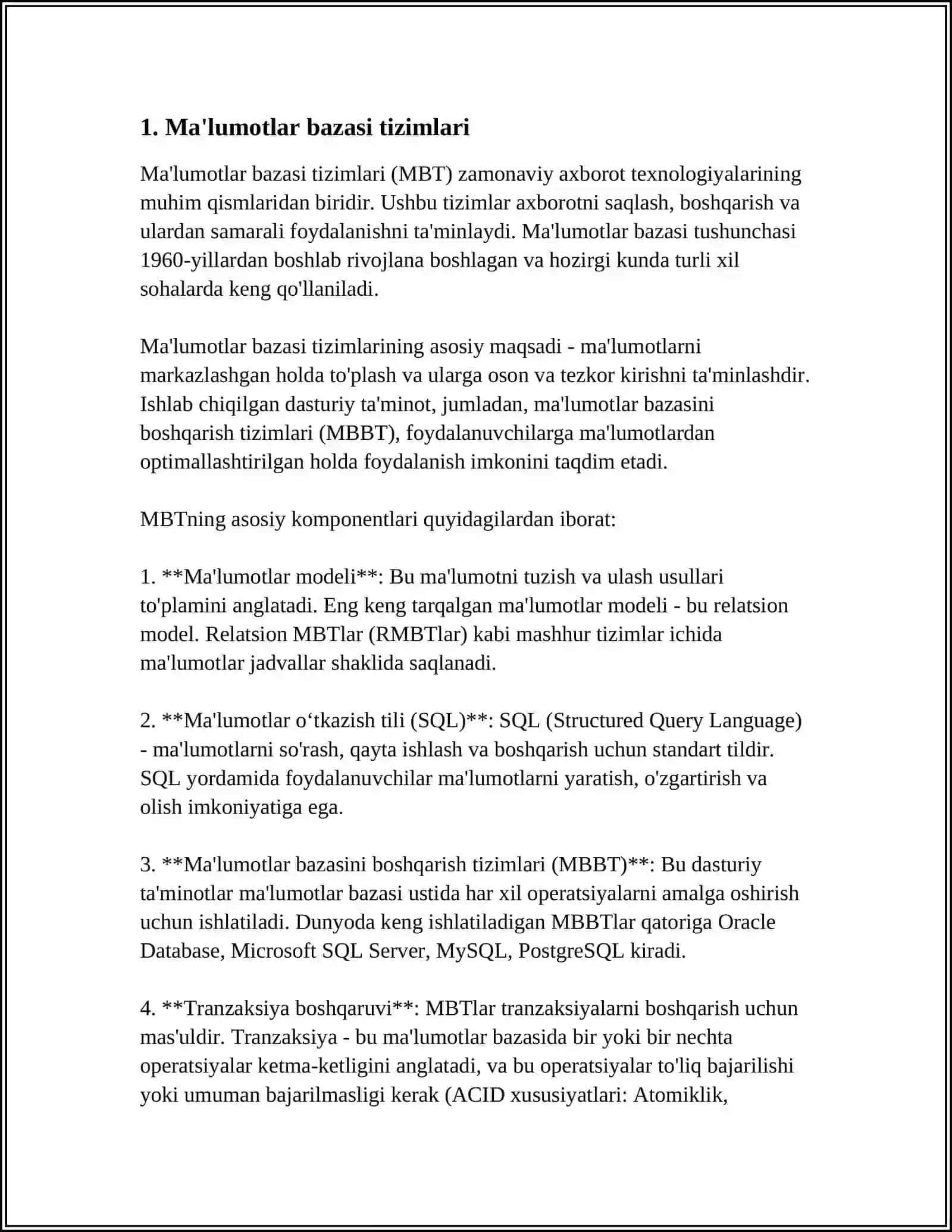 KATTA HAJMDAGI MA'LUMOTLAR BILAN ISHLASH TEXNOLOGIYALARI 3