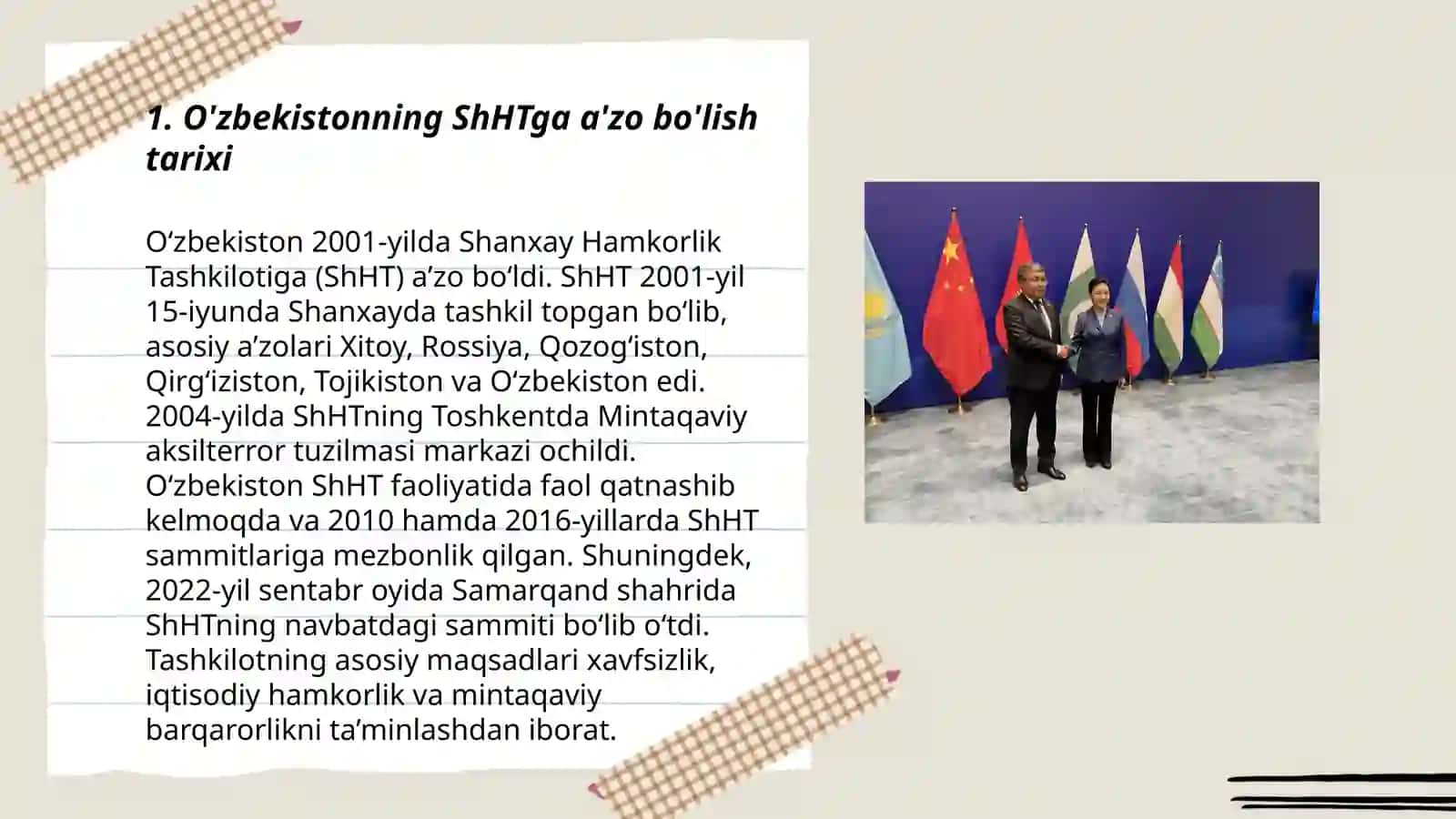 O'zbekiston va Shanxay Hamkorlik Tashkiloti (ShHT) 3