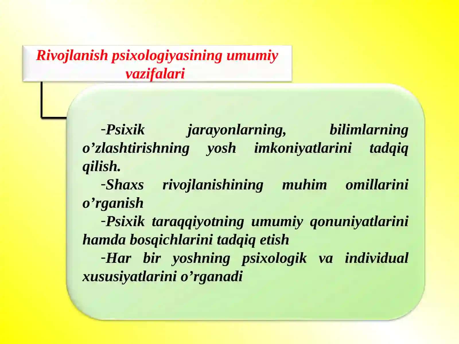 Rivojlanish psixologiyasi va Pedagogik psixologiyasi slaydi 3
