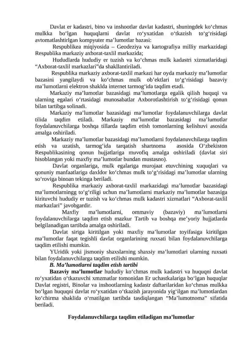 Davlat kadastrlari yaratish va yuritish 3
