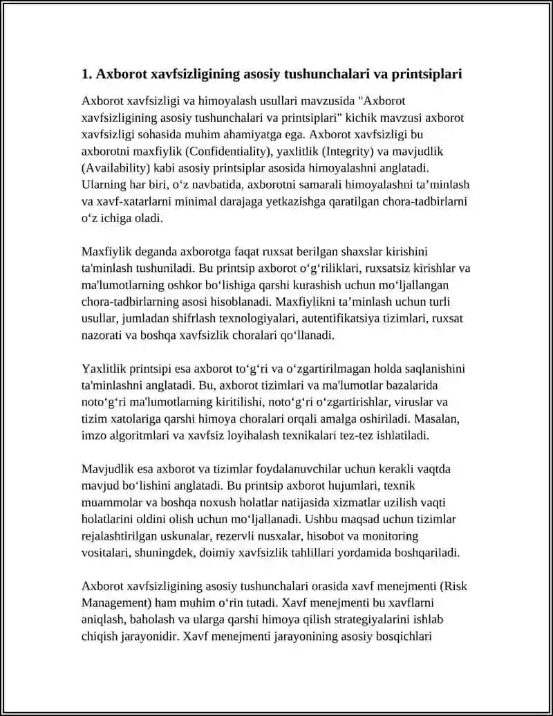 Axborot xavfsizligining asosiy tushunchalari va printsiplari 3