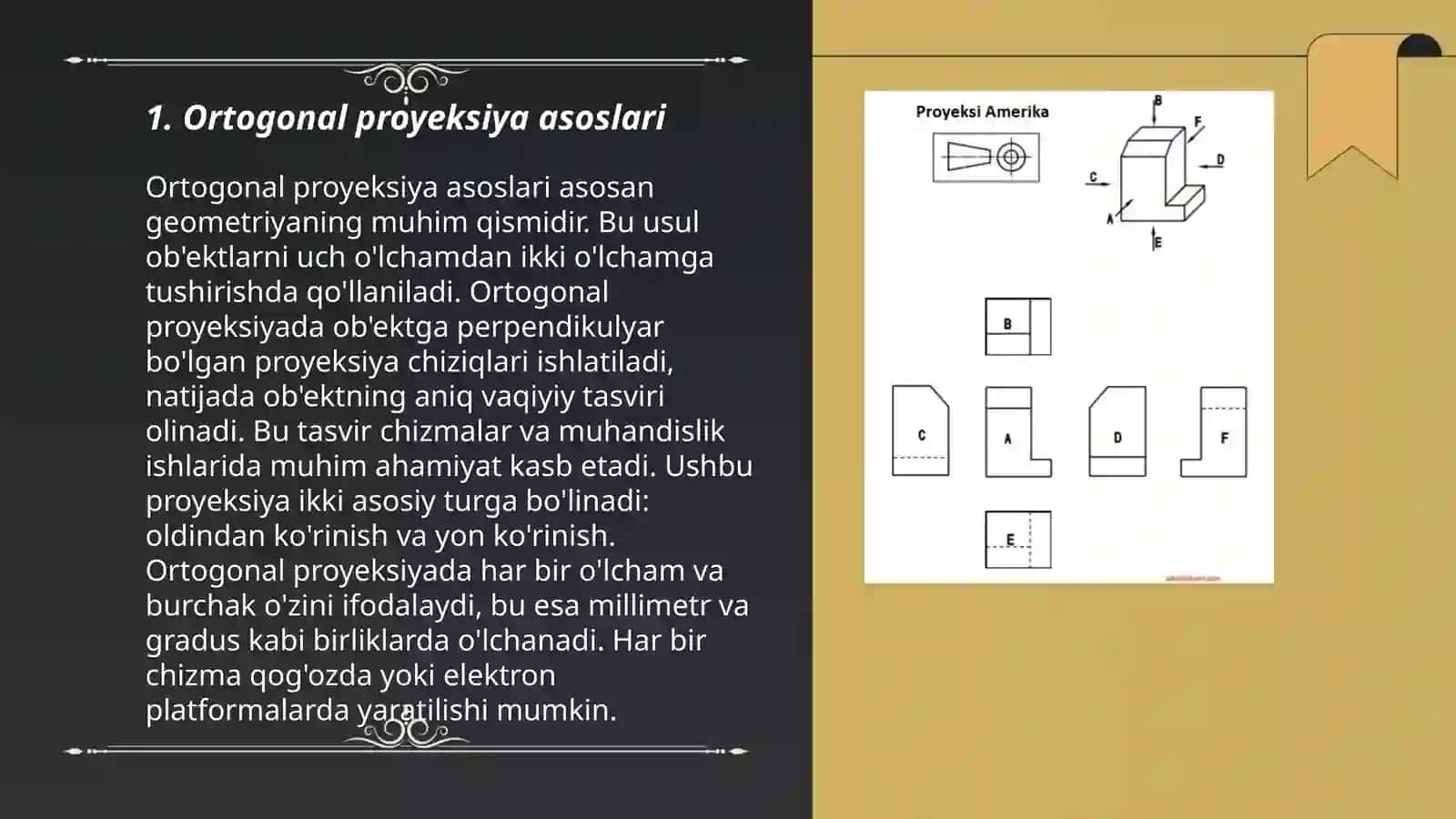 Ortogonal proyeksiya asoslari 3