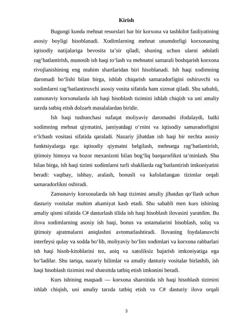 Ish haqqi hisoblash tizimini ishlab chiqish mavzusida 3