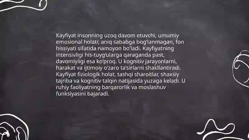 Kayfiyatning umumiy tavsifi va uning tuzilishi 3