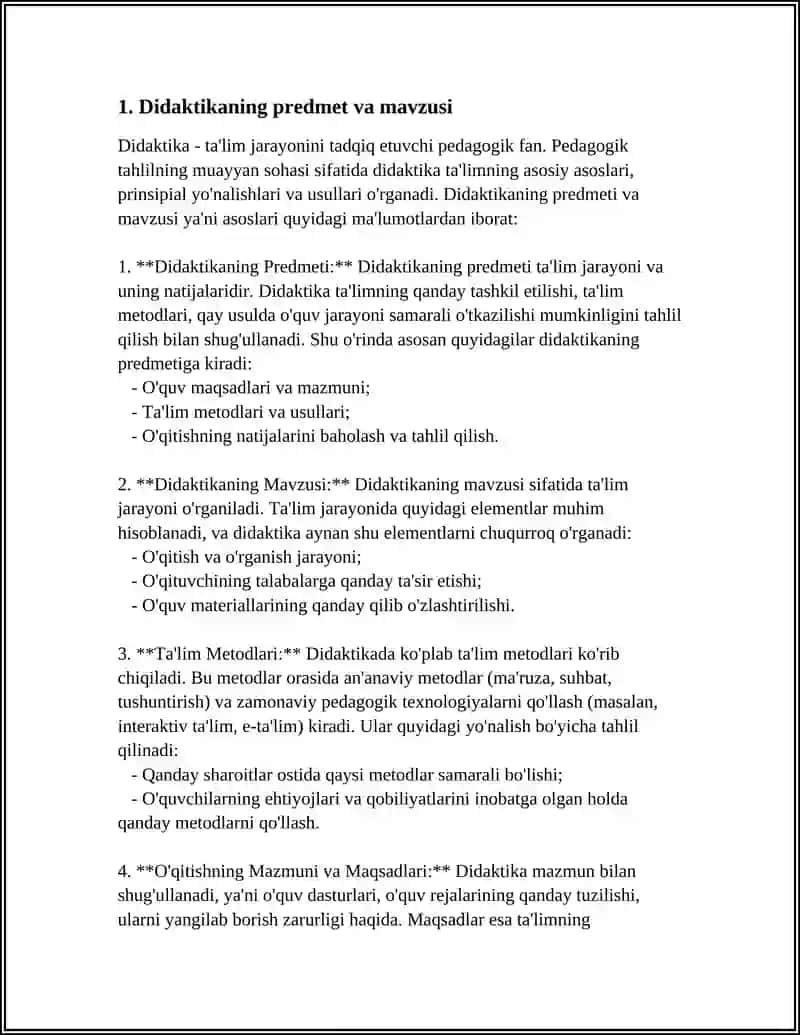 DIDAKTIKA.DIDAKTIKA PREDMETI VA VAZIFALARI 3