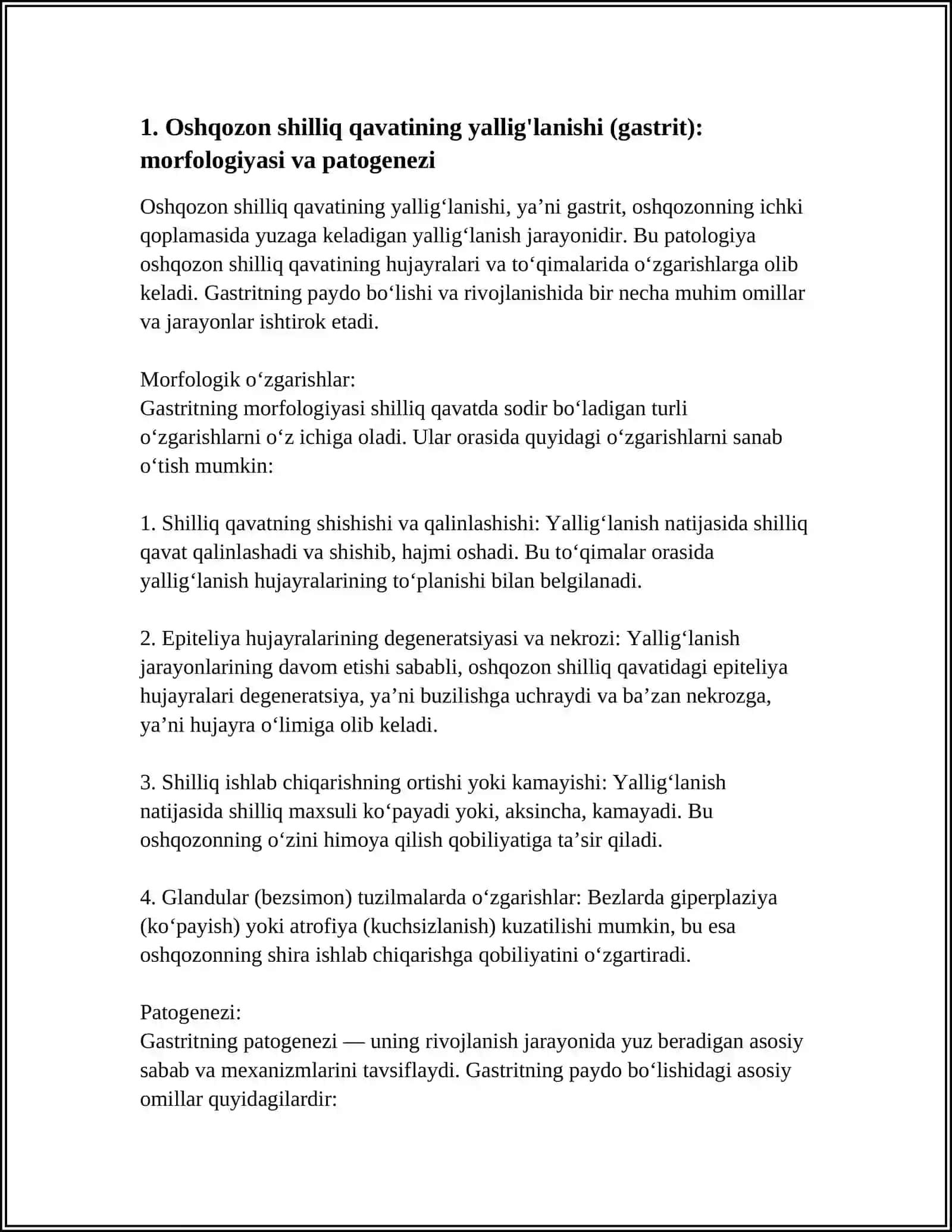 OSHQOZON OSTI BUYRAK USTI VA JINSI BEZLAR PATOLOGIYASI 3