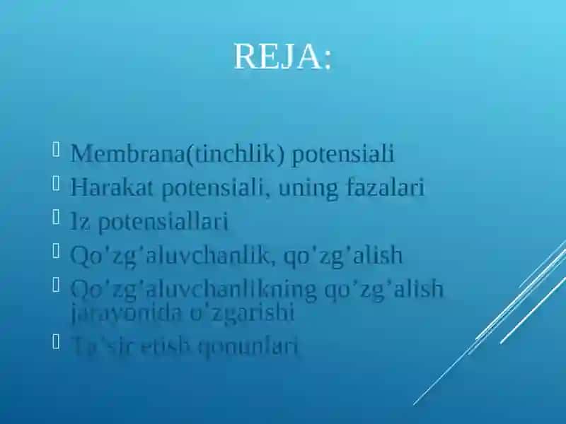 FIZIOLOGIYAGA KIRISH. QO`ZG`ALUVCHAN TO`QIMALARDA BIOELEKTRIK HODISALAR 3