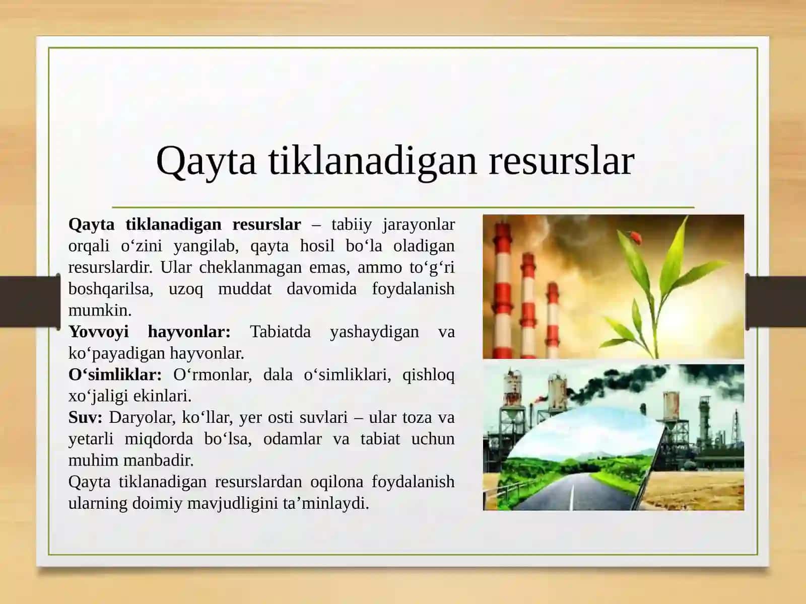 Tabiiy resurslardan oqilona foydalanish asoslari 3