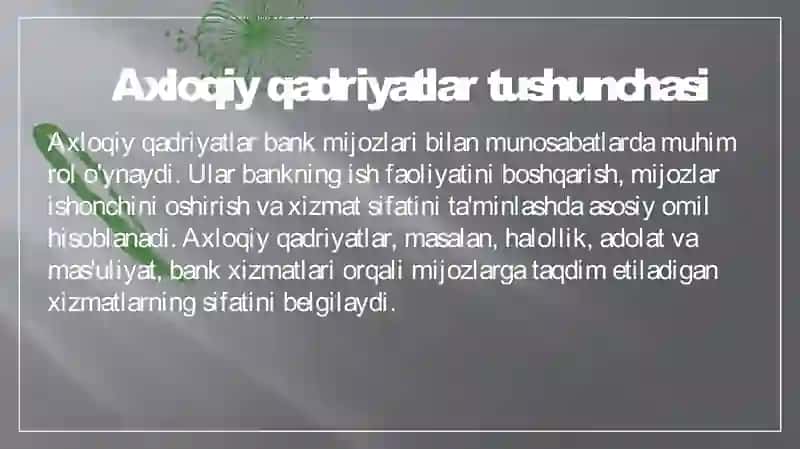 Bankda mijozlar bilan munosabatlarda axloqning asosiy kategoriyalari 3