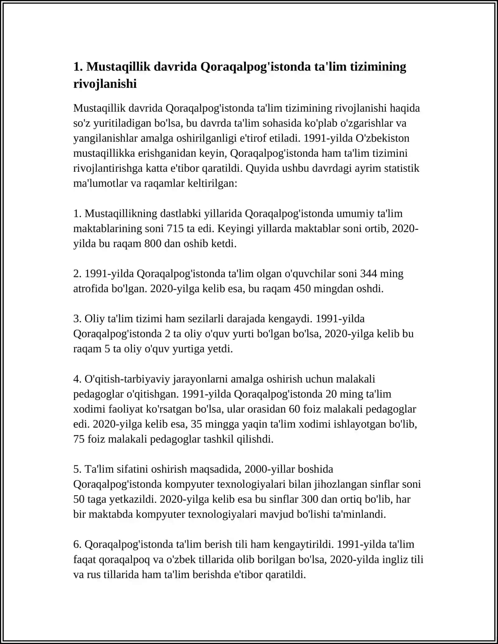 MUSTAQILLIK YILLARI QORAQOLPOGISTON RESPUBLIKASIDA TALIM TARAQQIYOTI 3