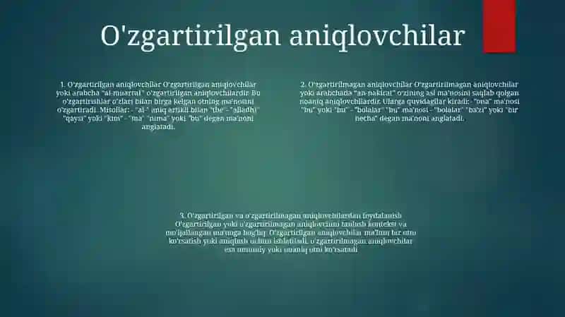 Arab Tilida Moslashgan Va Moslashmagan Aniqlovchilar 3