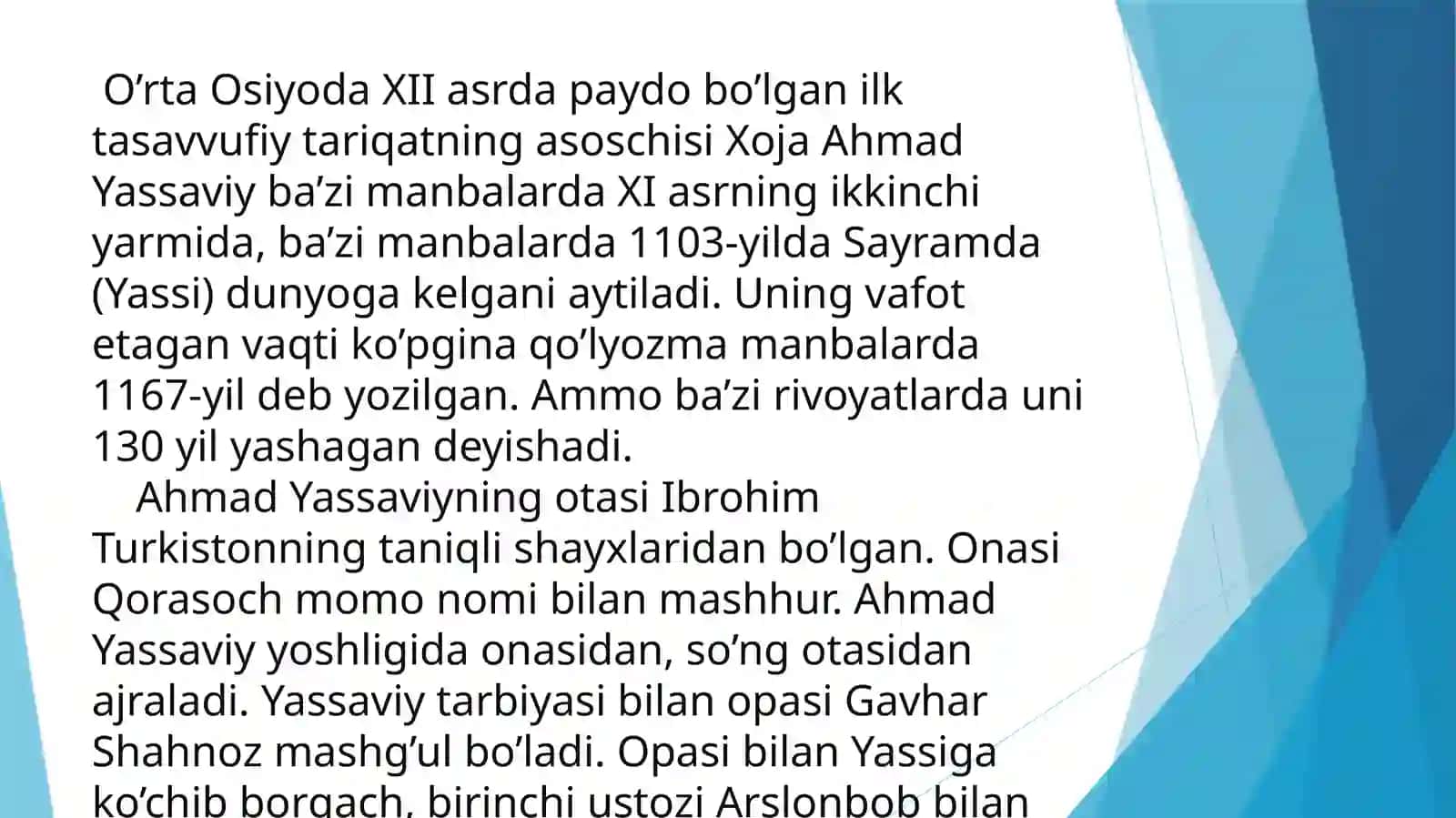 Xoja Ahmad Yassaviy hikmatchilik asoschisi 3