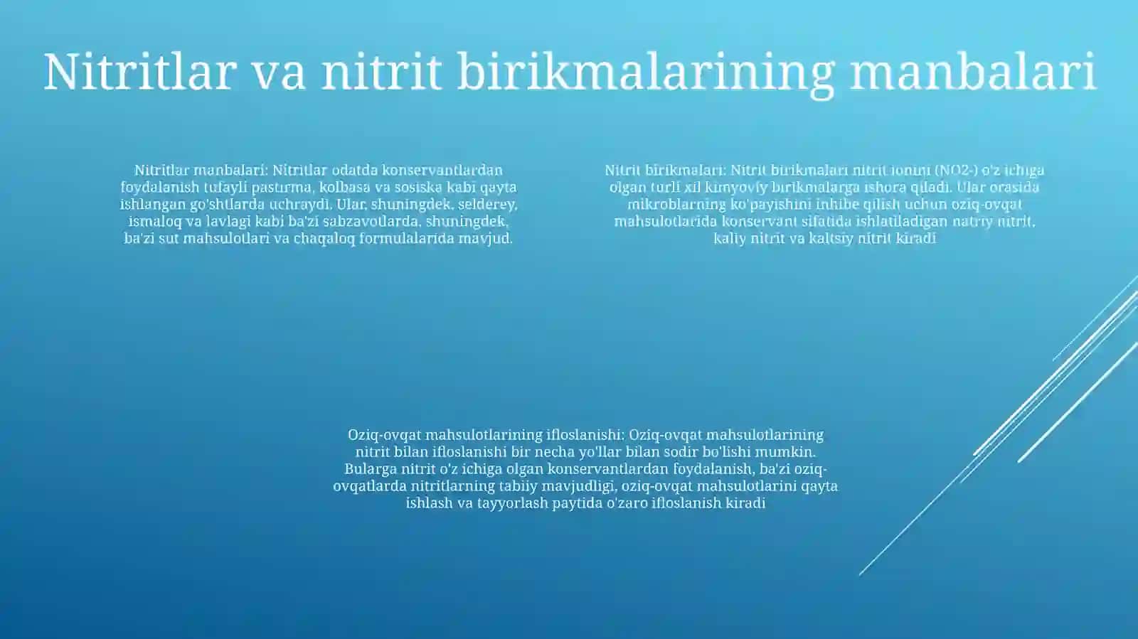Оziq-Оvqаt Mаhsulоtlаrining Nitritlar Va Nitritrobirikmalari Bilan Ifloslanishi 3