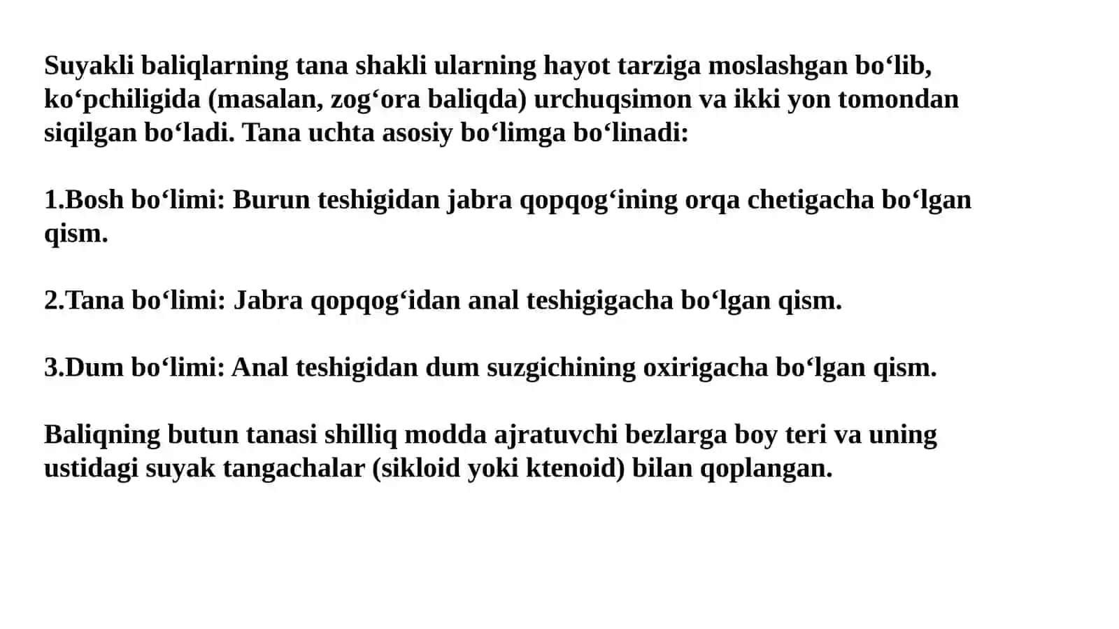 Suyakli baliqlar sinfi(Osteichthyes) 3