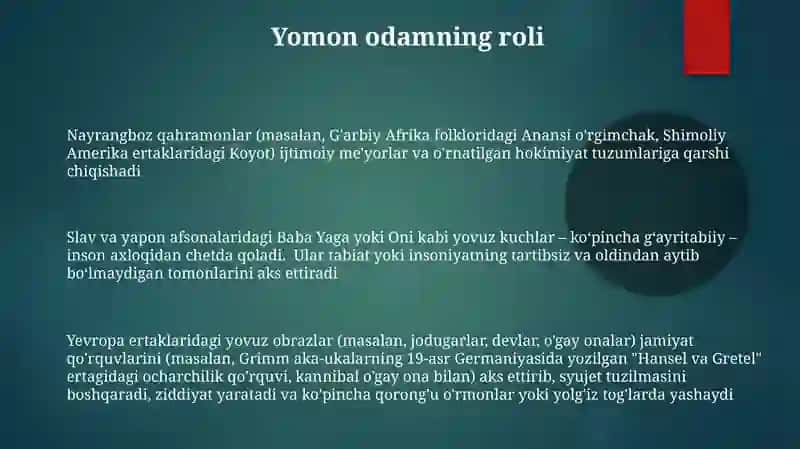 Xalq og'zaki ijodidagi an'anaviy obrazlar 3