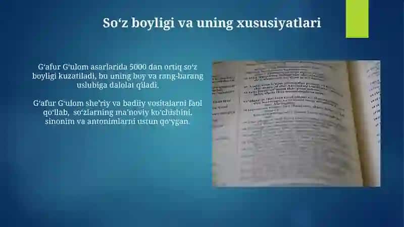 Gʻafur Gʻulom nasrining til xususiyatlari bilan tanishish 3