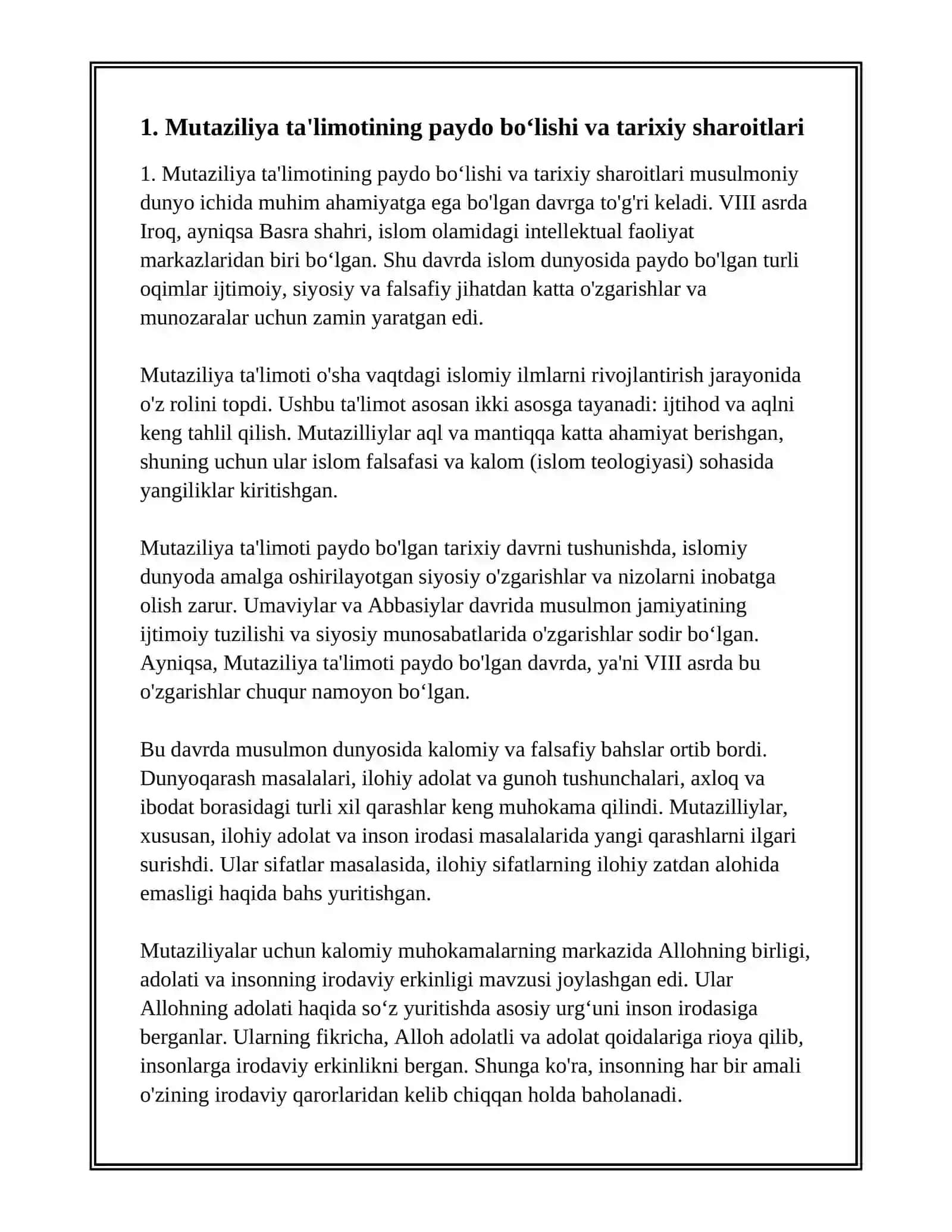 MUTAZILIYA TA’LIMOTINING SHAKLLANISHI VA FALSAFIY TAFAKKUR RIVOJIGA TA’SIRI 3