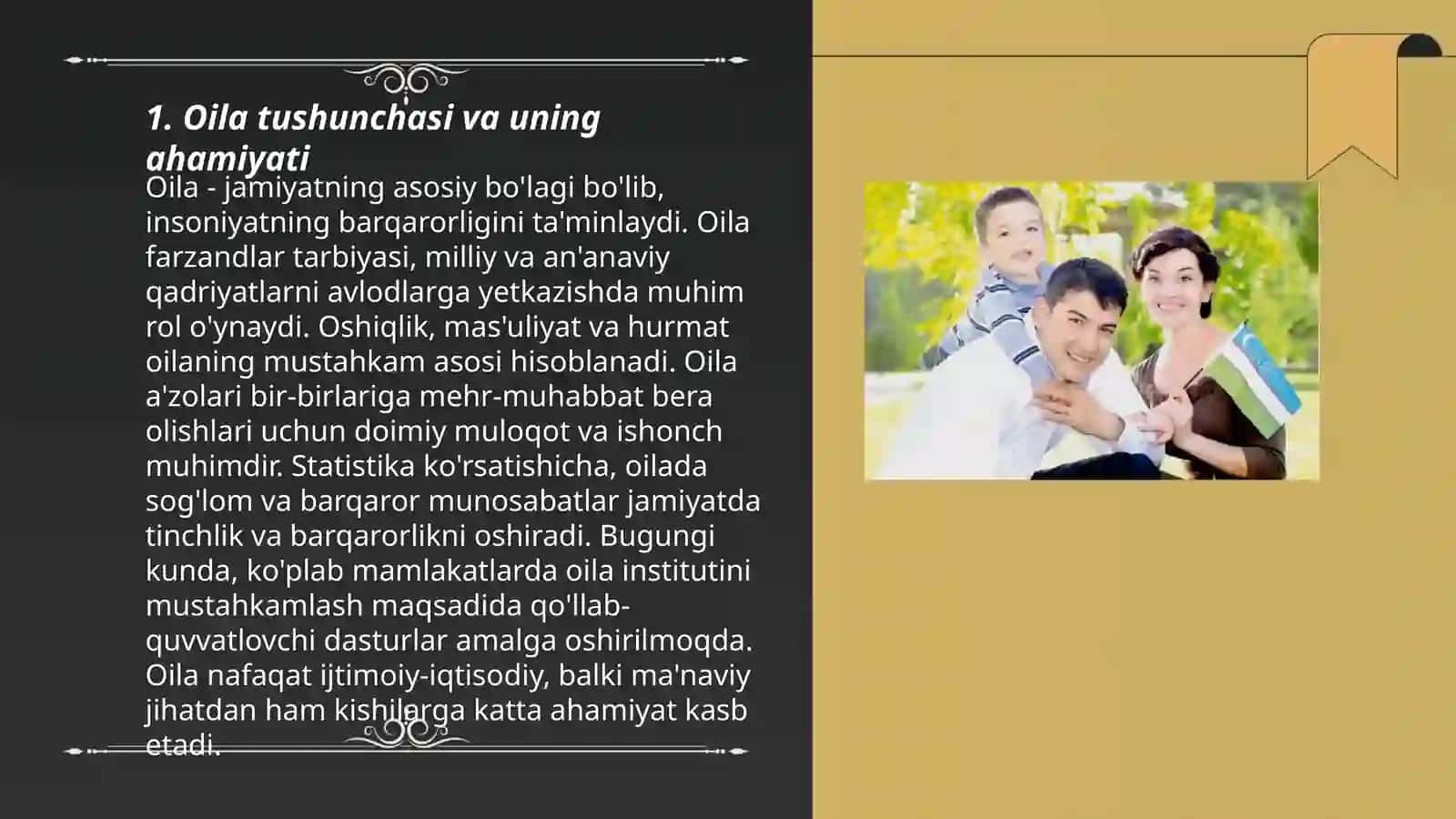 Oilava va nikoh.Oilaviy nizolar va ularni hal qilish yoʻllari 3