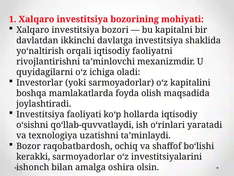 6-mavzu.Xalqaro investitsiya bozori 3